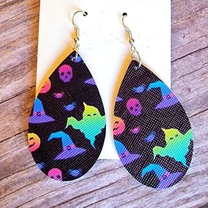 Halloween Ghost Faux Leather Earrings